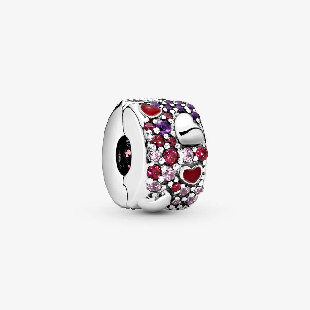 Asymmetrical Hearts Pav&eacute; Clip Charm