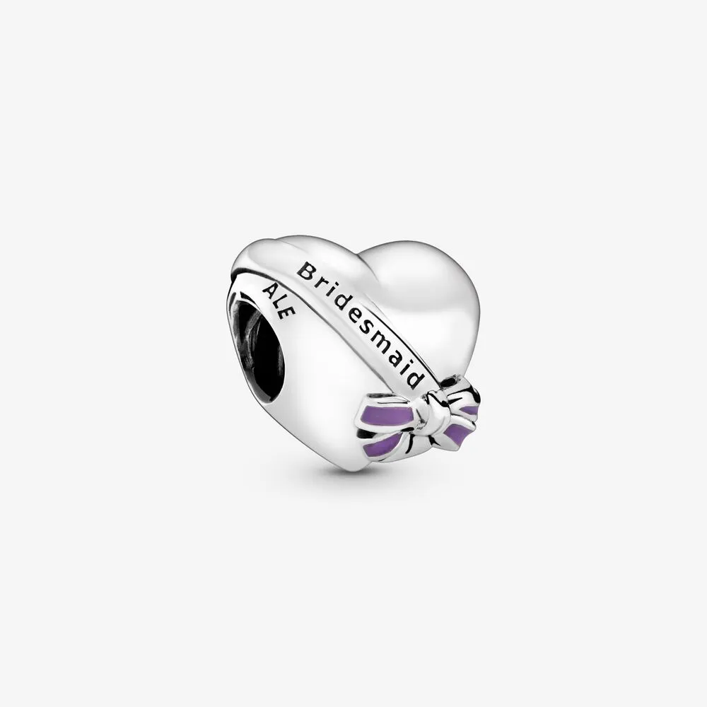 Bridesmaid Heart & Bow Charm