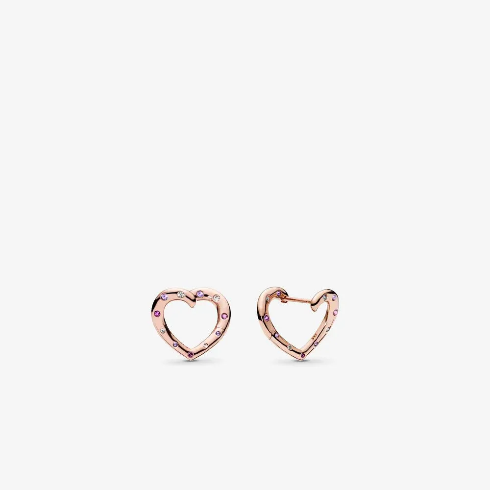 Bright Hearts Hoop Earrings, PANDORA Rose&trade;, Royal Purple & Lilac Crystals & Clear CZ