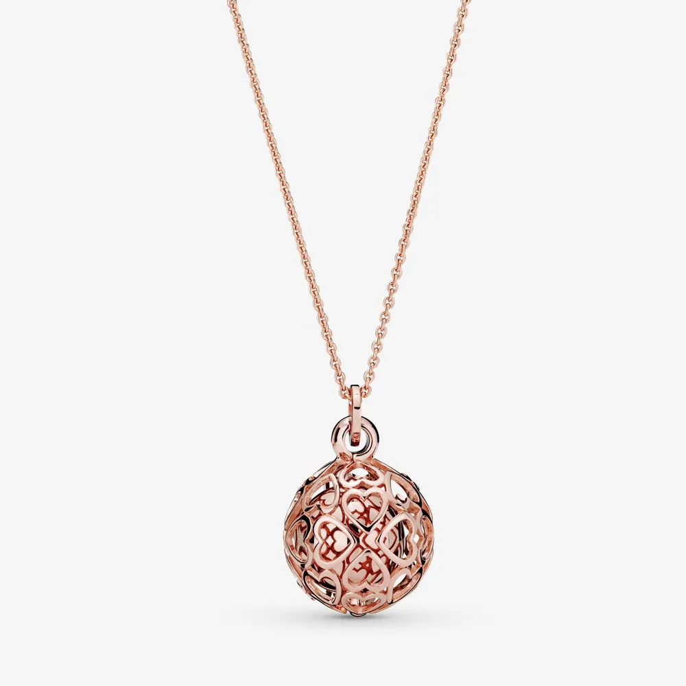 Chiming Filigree Hearts Pendant Necklace