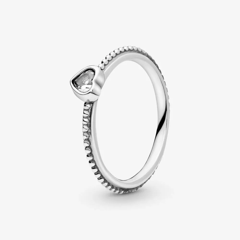 Clear Heart Beaded Ring