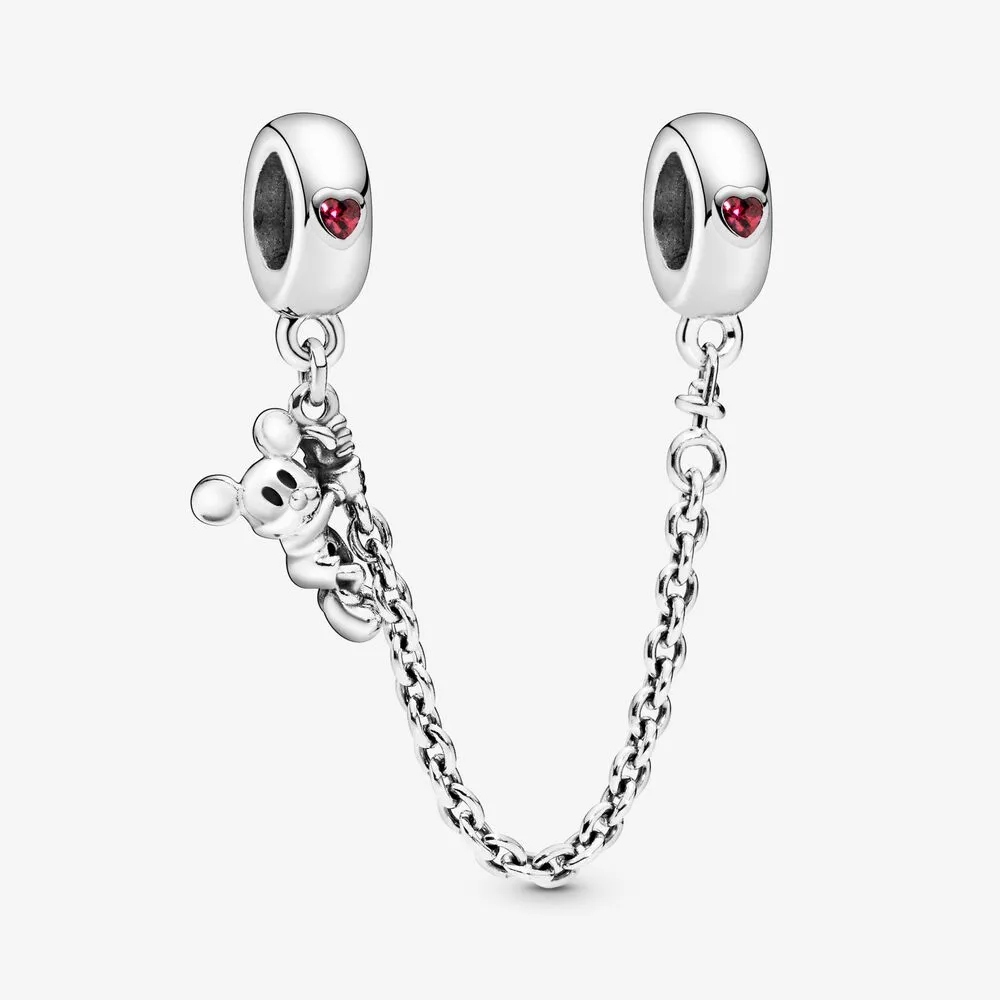 Disney, Climbing Mickey Safety Chain, Red CZ