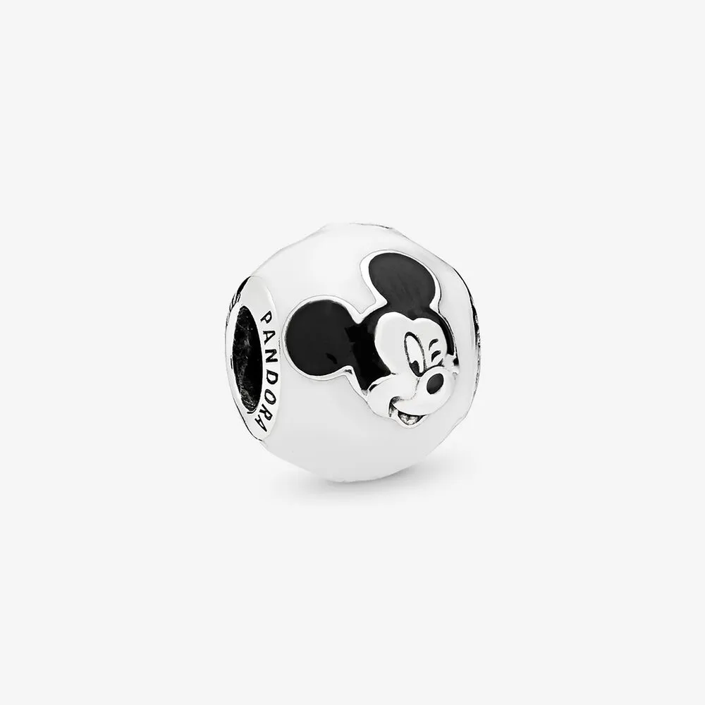 Disney, Expressive Mickey Charm, White & Black Enamel