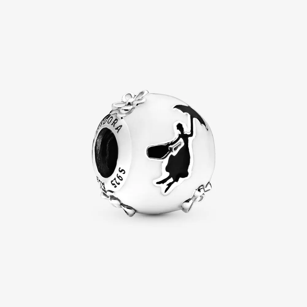 Disney, Mary Poppins&rsquo; Silhouette Charm, White & Black Enamel