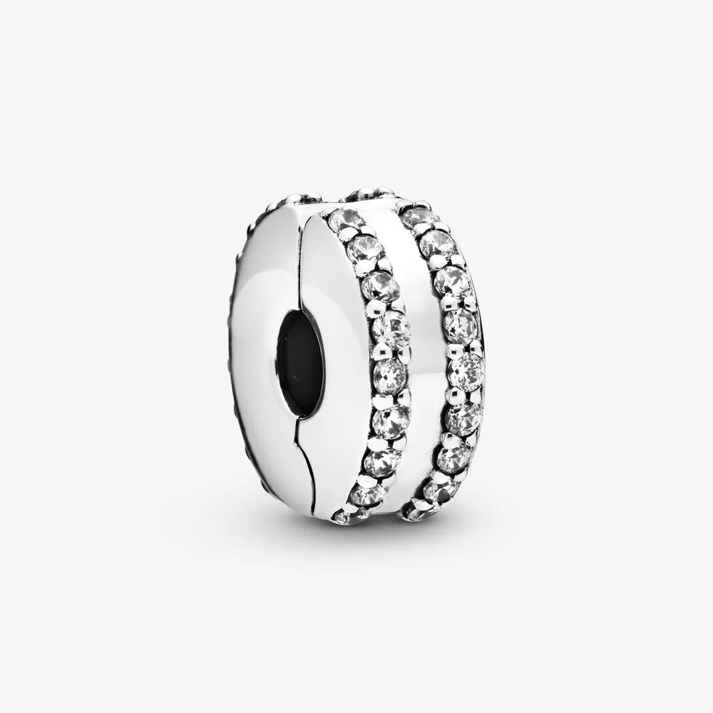 Double Lined Pav&eacute; Clip Charm