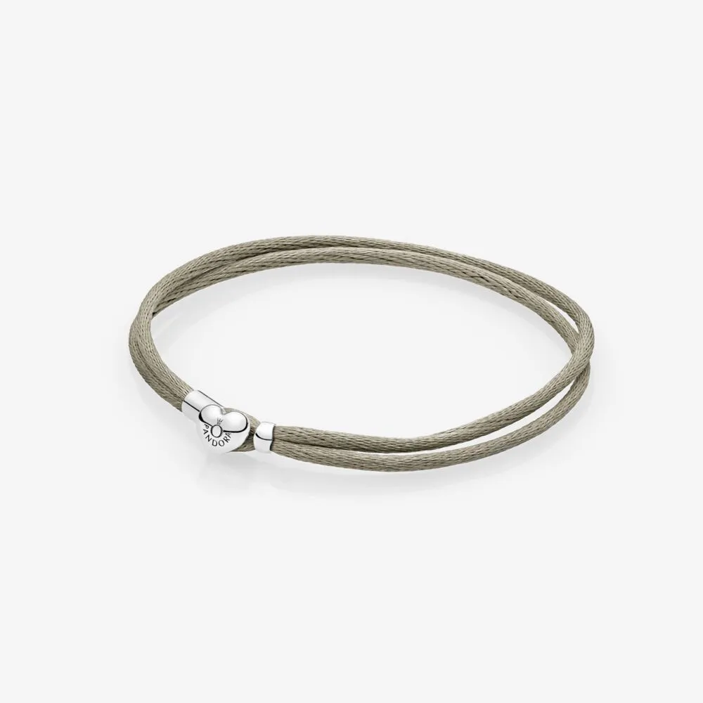Fabric Cord Bracelet, Grey Green