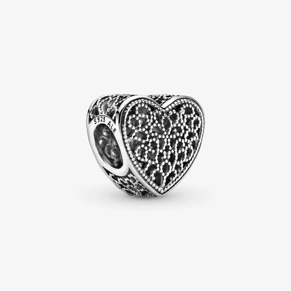 Filigree & Beaded Heart Charm