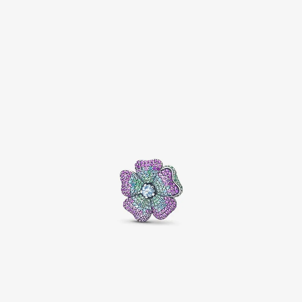 Glorious Bloom Pendant, Multi-Colored CZ