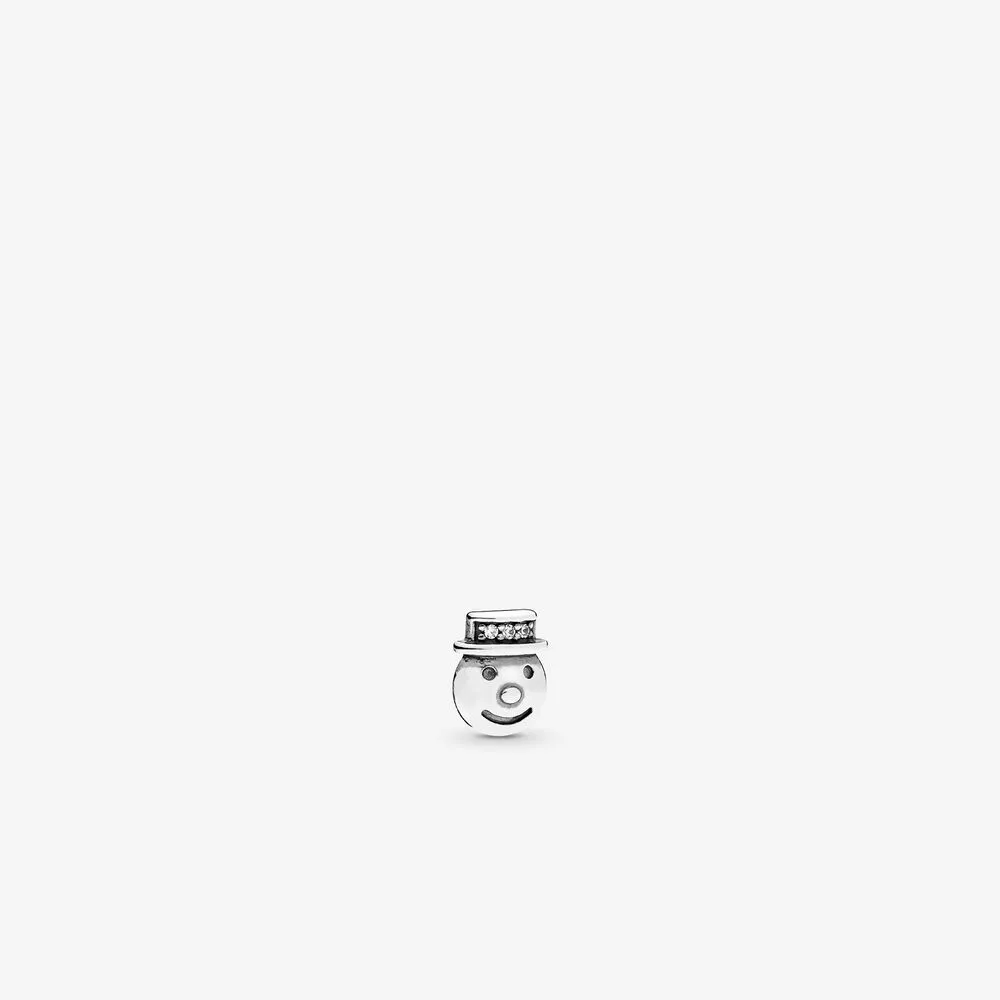 Happy Snowman Petite Locket Charm, Clear CZ