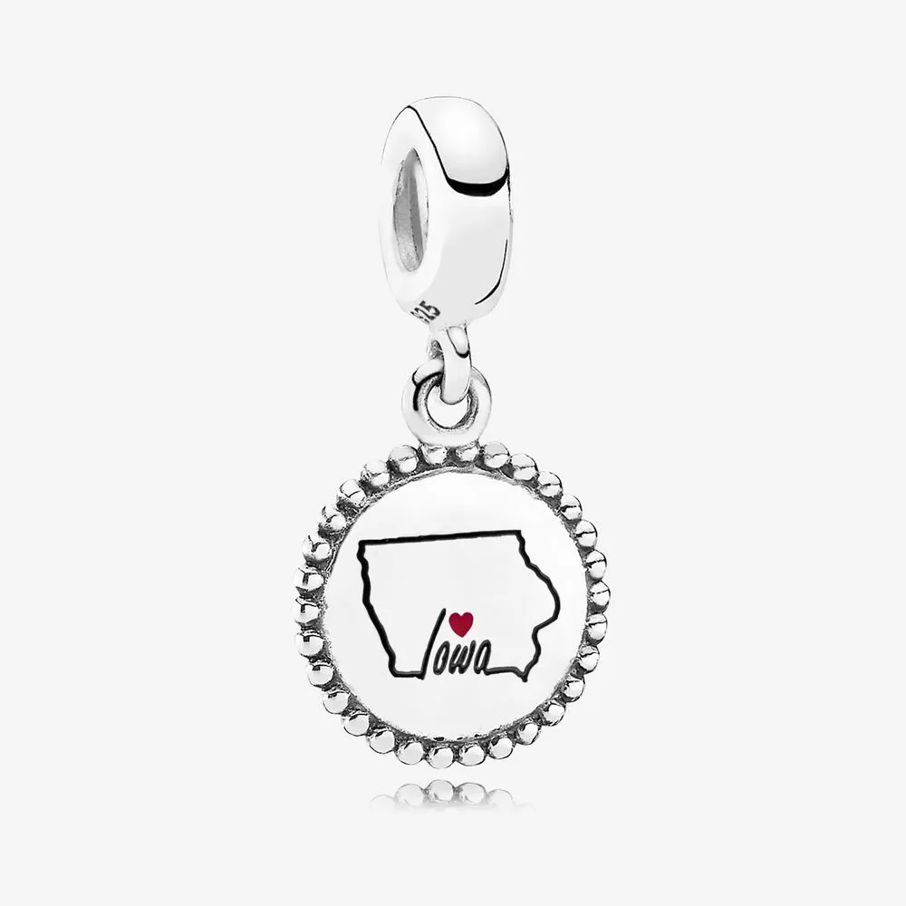 Iowa State Heart Dangle Charm, Mixed Enamel