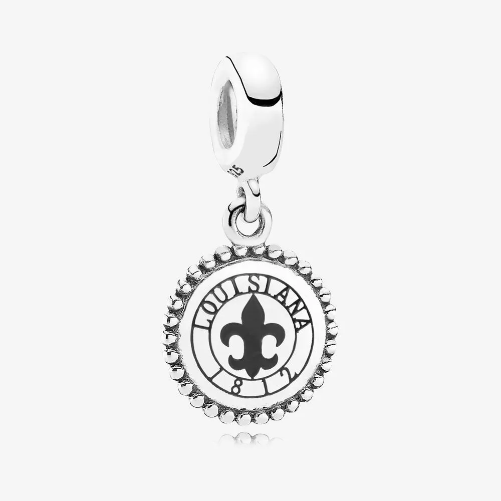 Louisiana Dangle Charm, Black Enamel