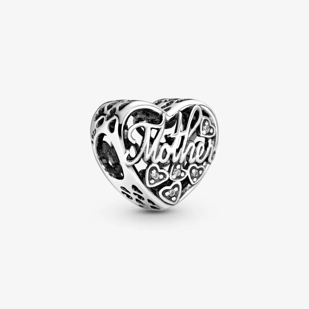 Mother & Son Script Openwork Charm