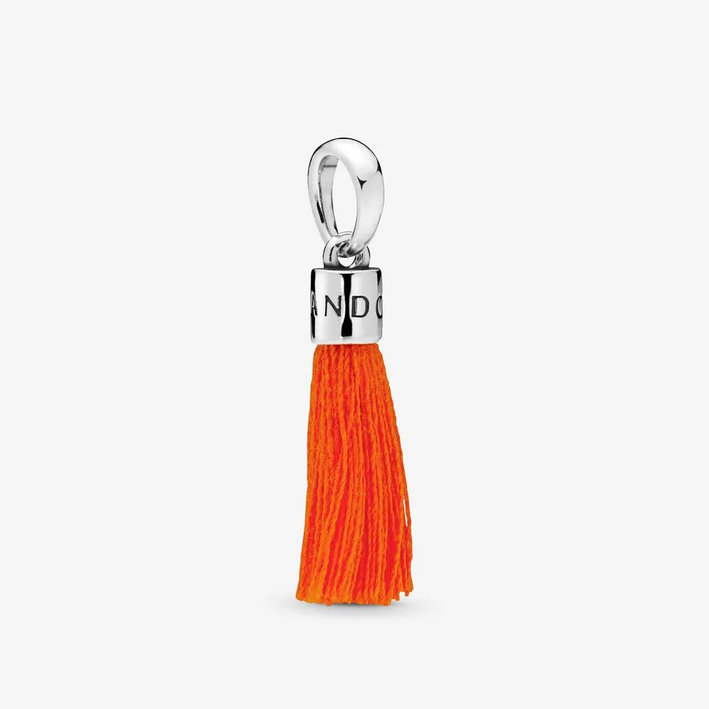 Orange Fabric Tassel Dangle Charm