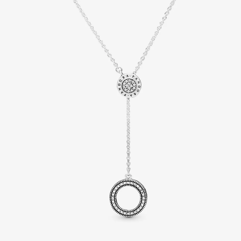 Pandora Logo Pav&eacute; Circle Y-Necklace