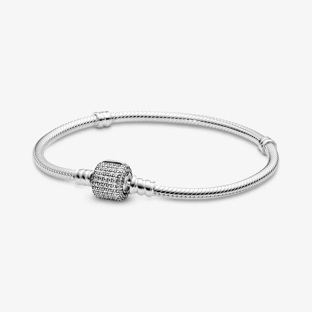 Pandora Moments Sparkling Pav&eacute; Clasp Snake Chain Bracelet