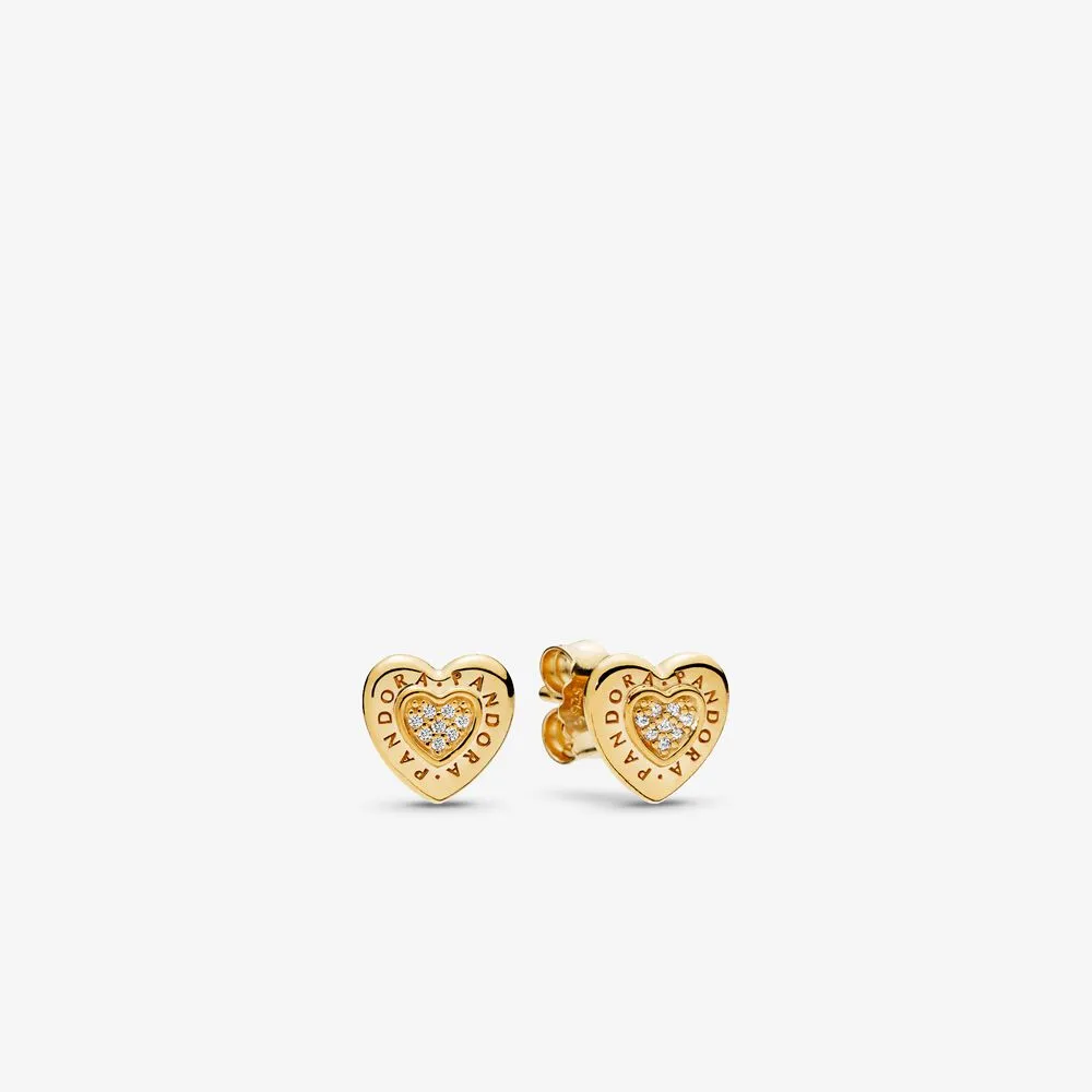 PANDORA Signature Heart Stud Earrings, PANDORA Shine&trade; & Clear CZ