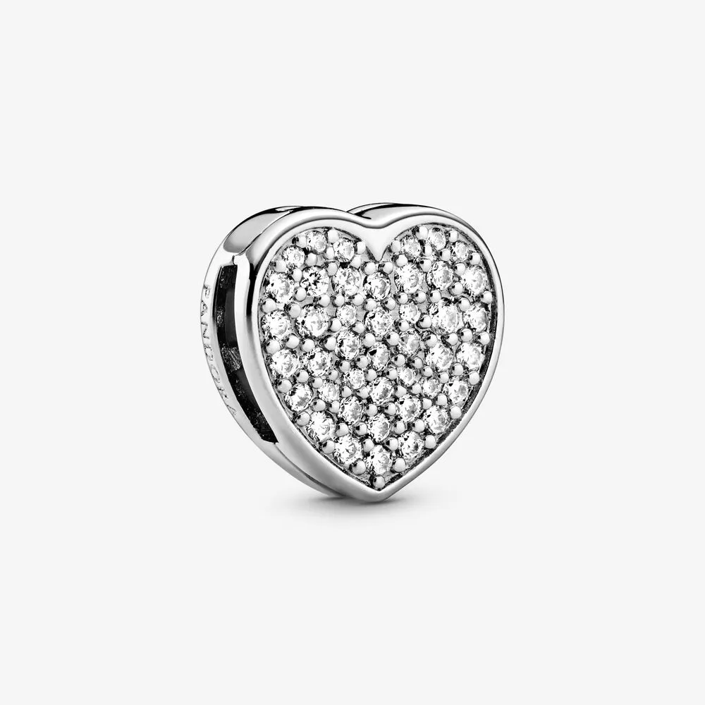 Pav&eacute; Heart Clip Charm
