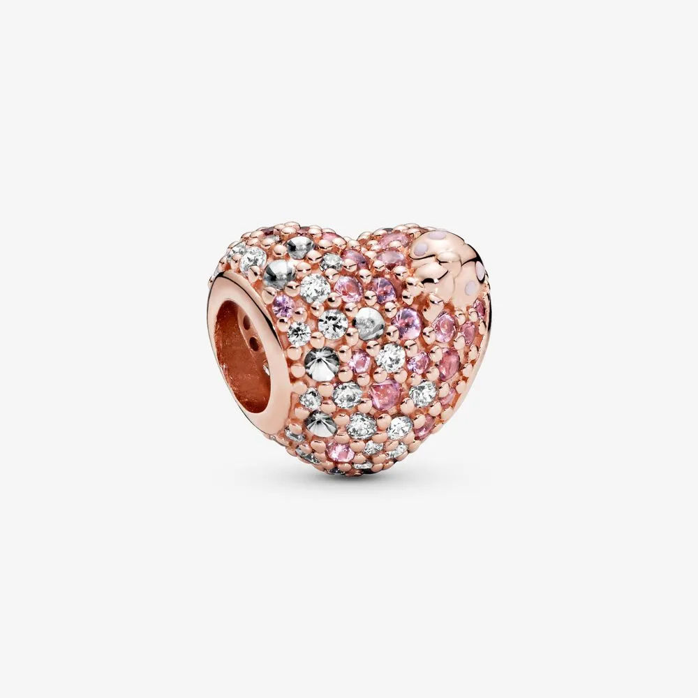 Pav&eacute; Ladybird Heart Charm