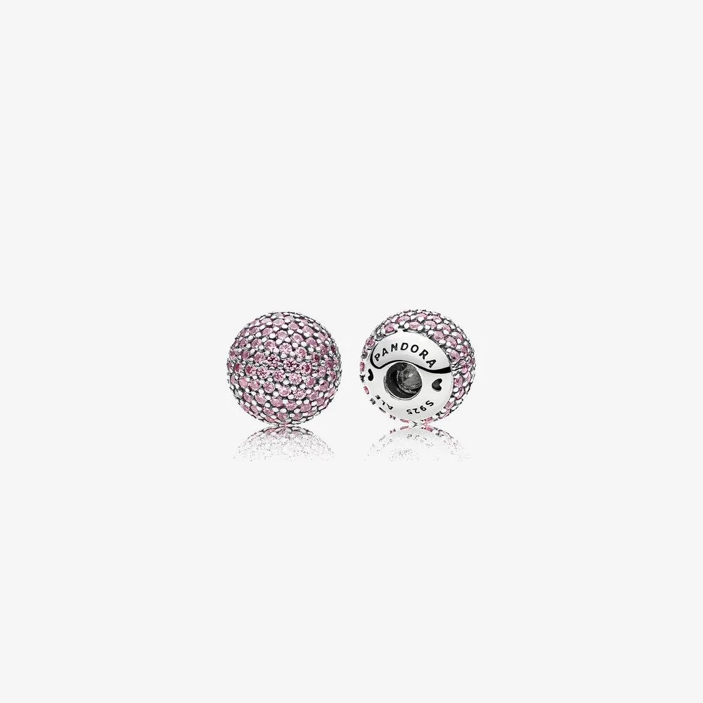 Pav&eacute; Open Bangle Caps, Pink CZ