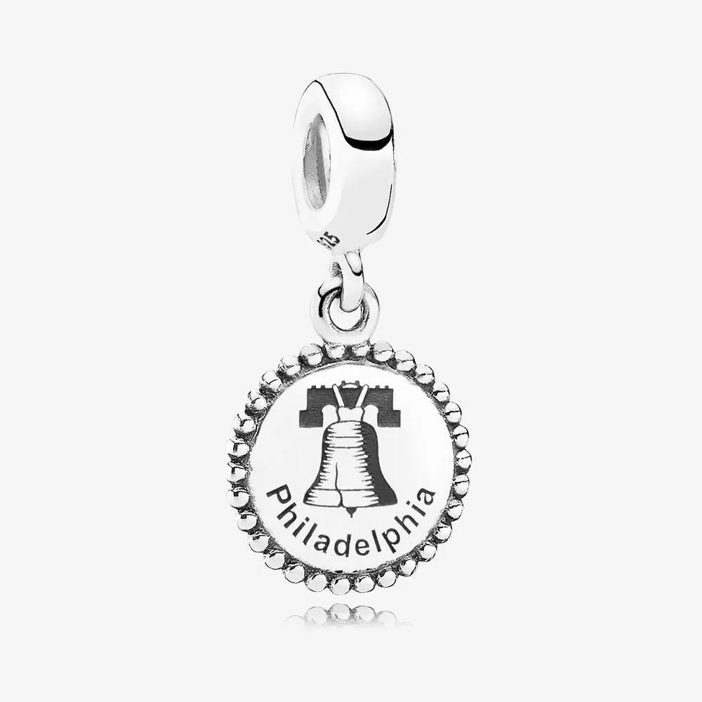 Philadelphia Dangle Charm, Black Enamel