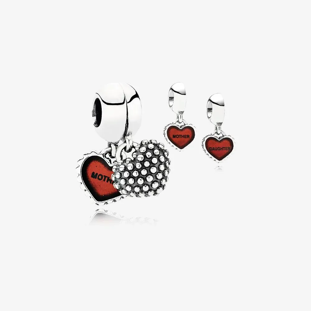 Piece Of My Heart, Daughter, Two-Part Dangle Charm, Red Enamel