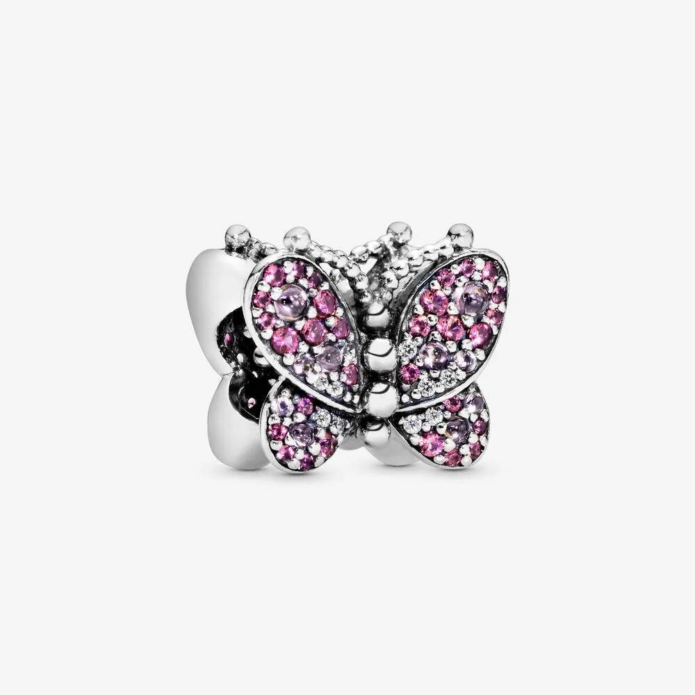 Pink Pav&eacute; Butterfly Charm