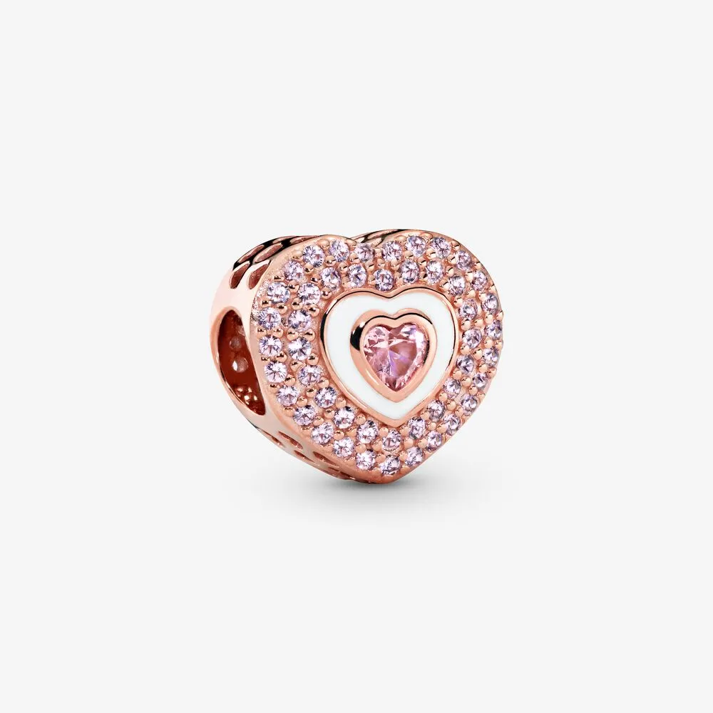 Pink Pav&eacute; Heart Charm