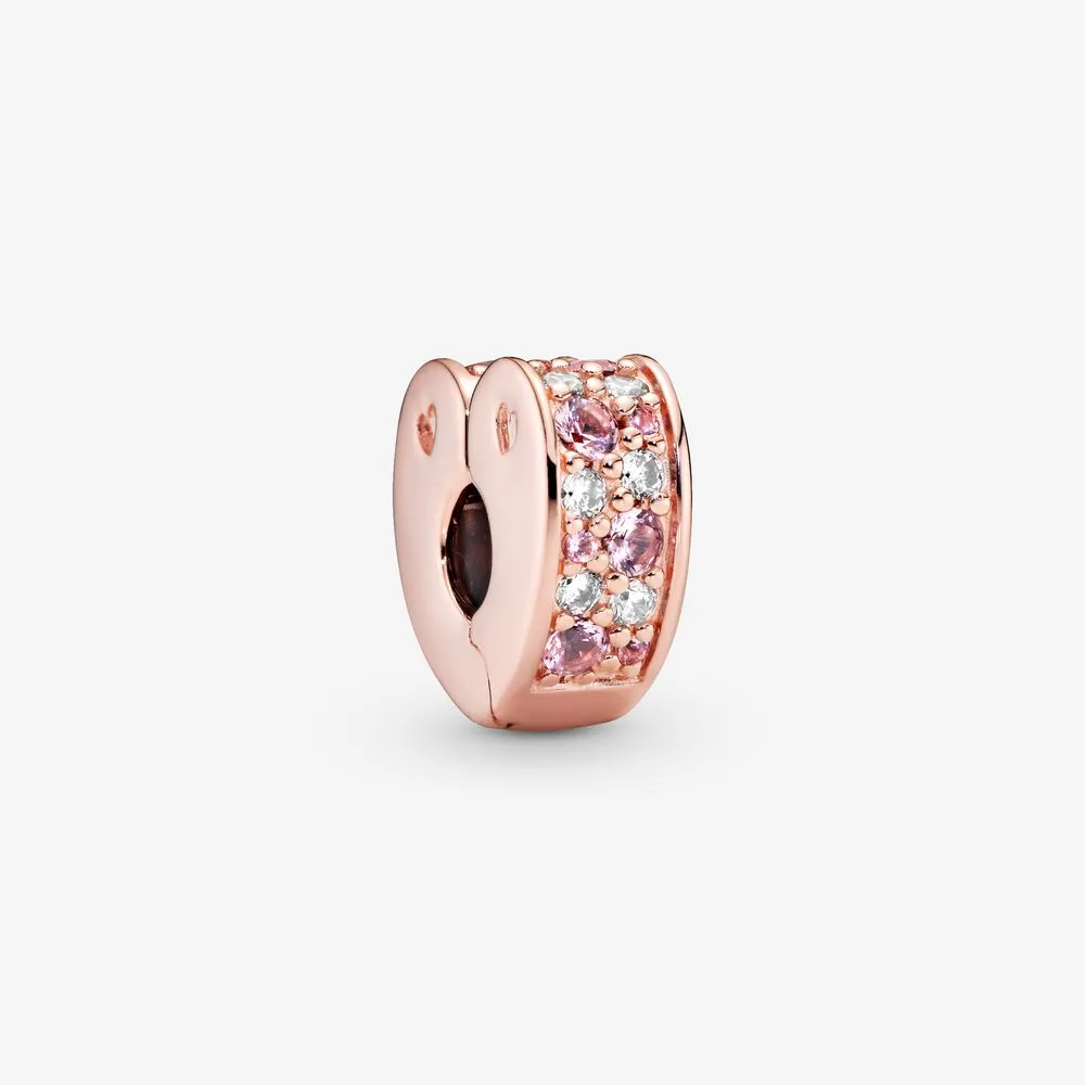 Pink Pav&eacute; Heart Clip Charm
