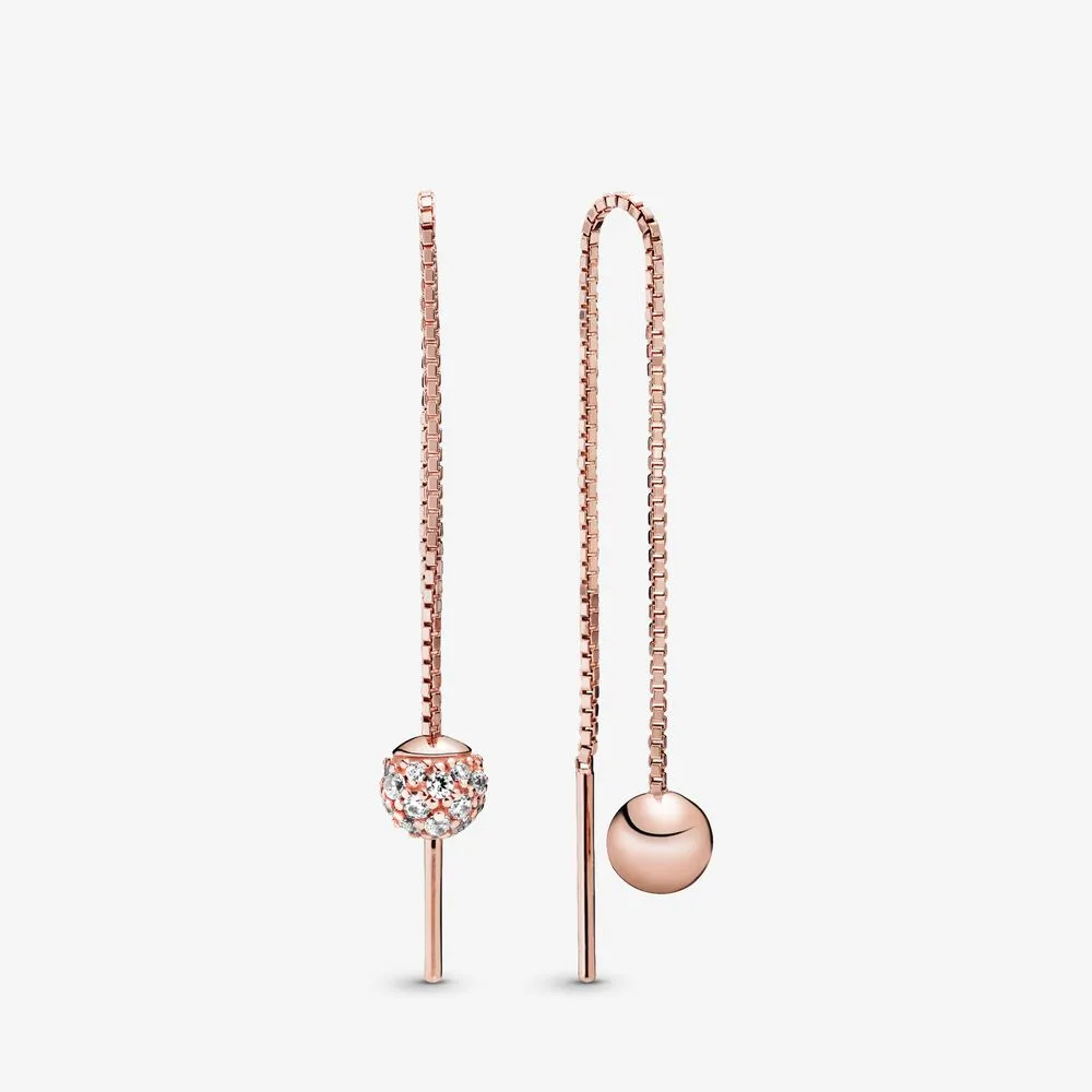 Polished & Pav&eacute; Bead Dangle Earrings