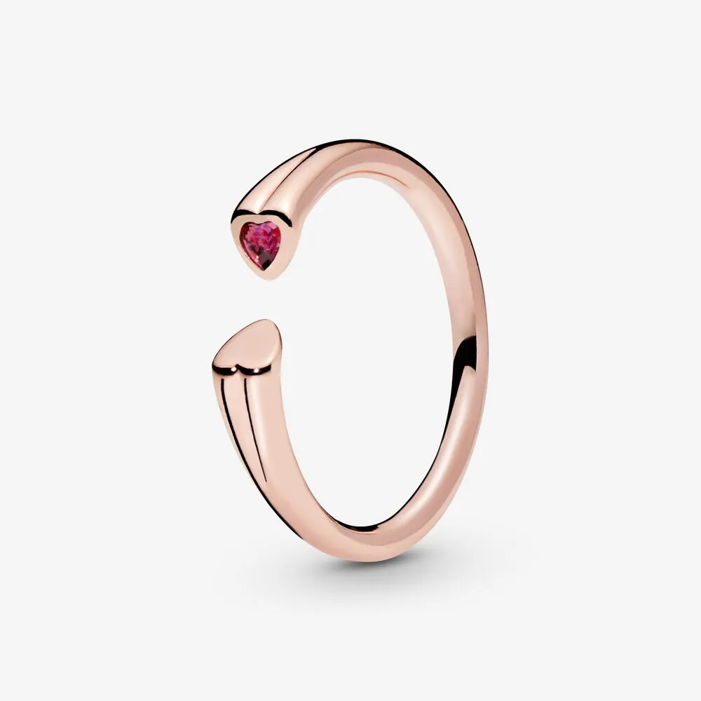 Polished & Sparkling Hearts Open Ring