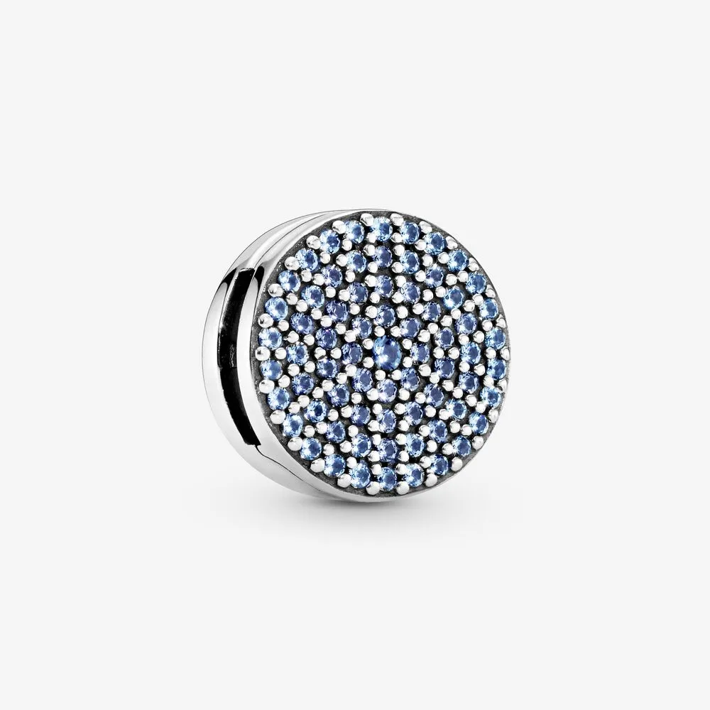 Round Blue Pav&eacute; Clip Charm