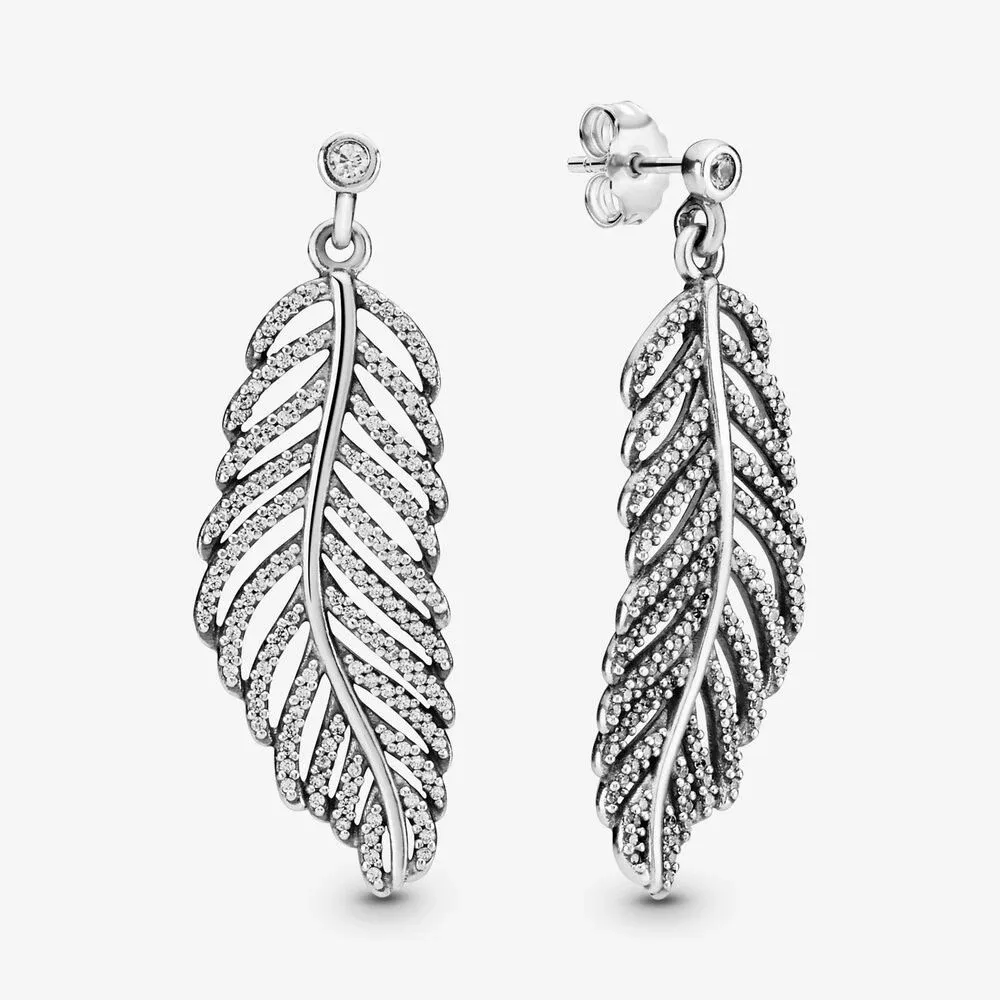 Shimmering Feather Dangle Earrings