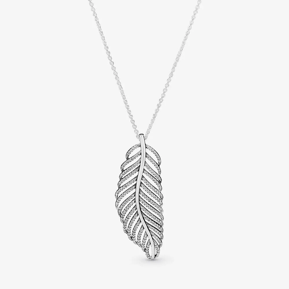 Shimmering Feather Pendant Necklace