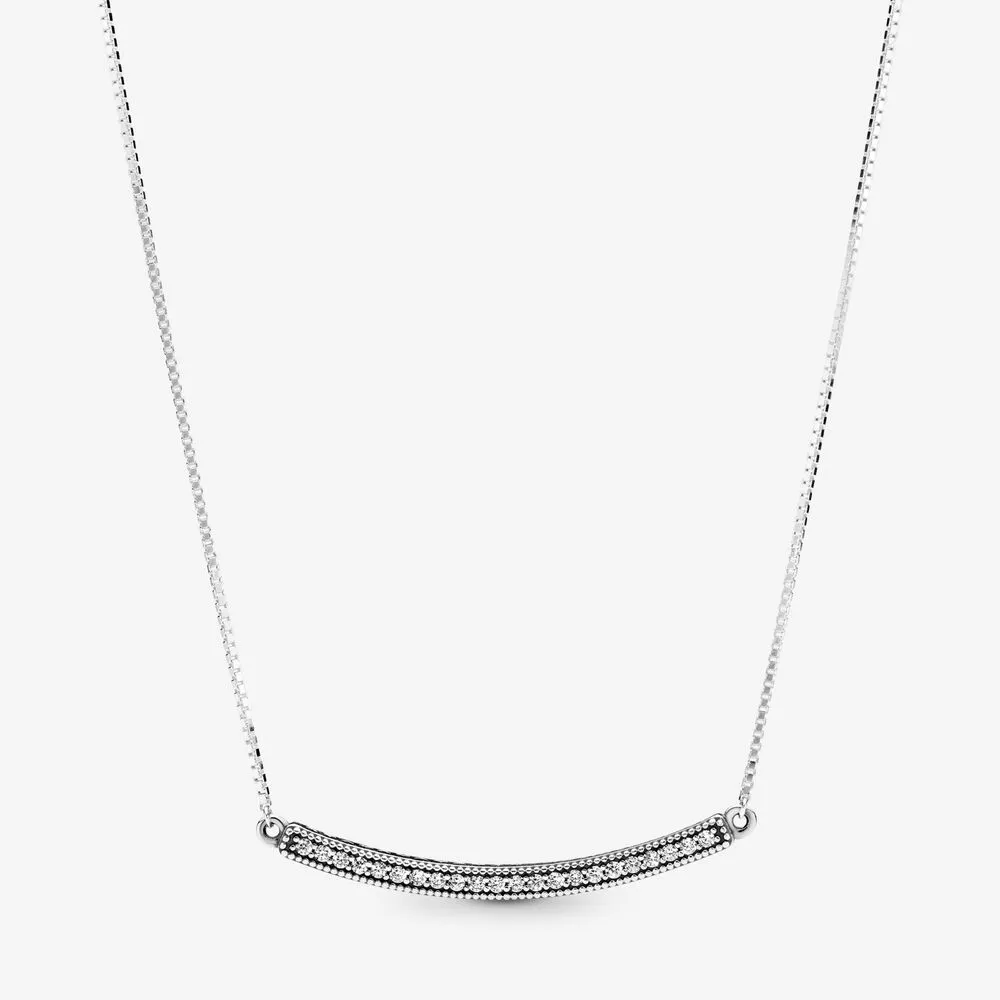 Sparkling Curved Bar Necklace