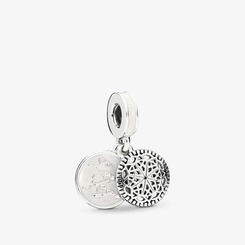 True Yoga Dangle Charm, Silver Enamel