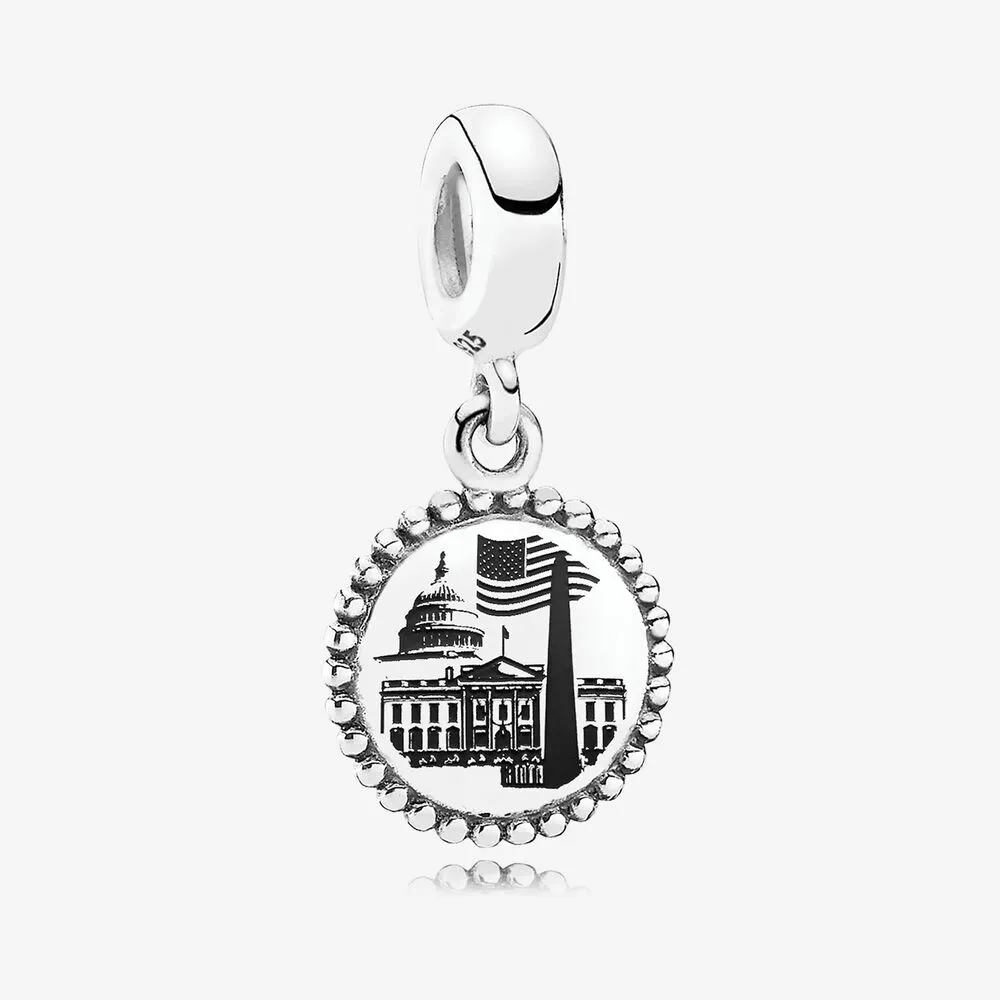 Washington D.C. Dangle Charm, Black Enamel