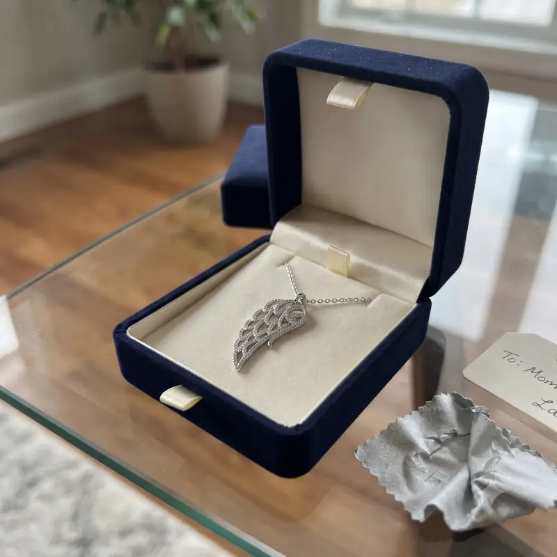 Angel Wing Pendant Necklace, Clear CZ photo review