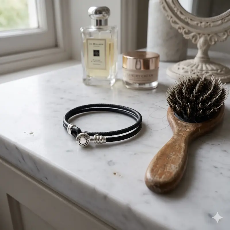 Black Double Leather Bracelet, Clear CZ photo review