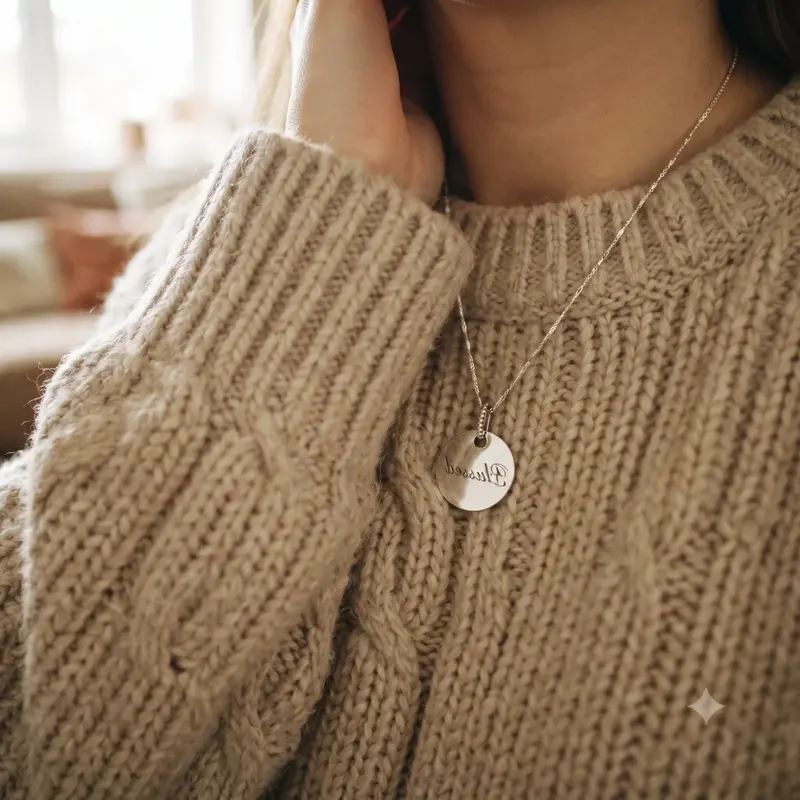 Blessed Disc Pendant and Necklace Chain, Gray Enamel photo review