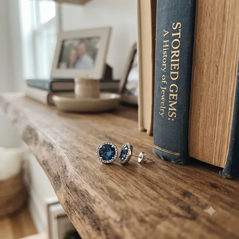 Blue Round Sparkle Stud Earrings photo review