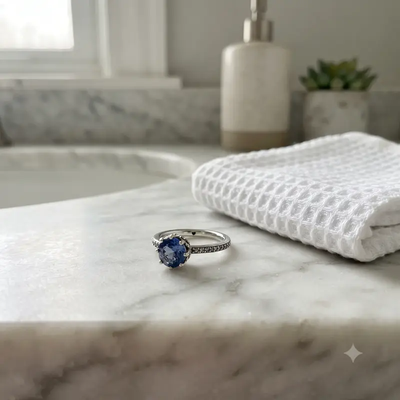Blue Sparkling Crown Solitaire Ring photo review