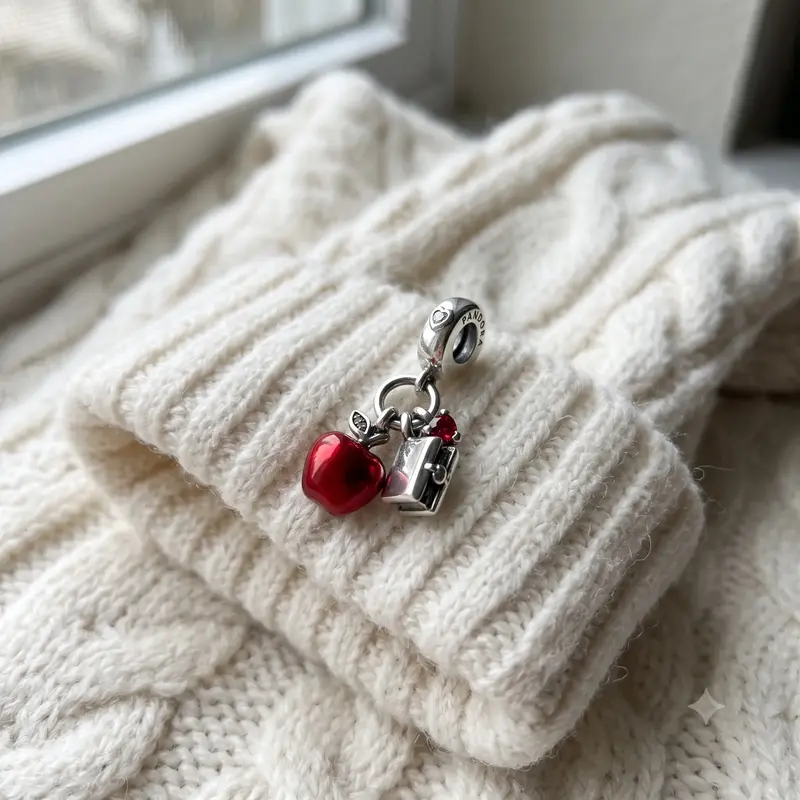 Disney, Snow White’s Apple & Heart Dangle Charm, Red & Green CZ & Red Enamel photo review