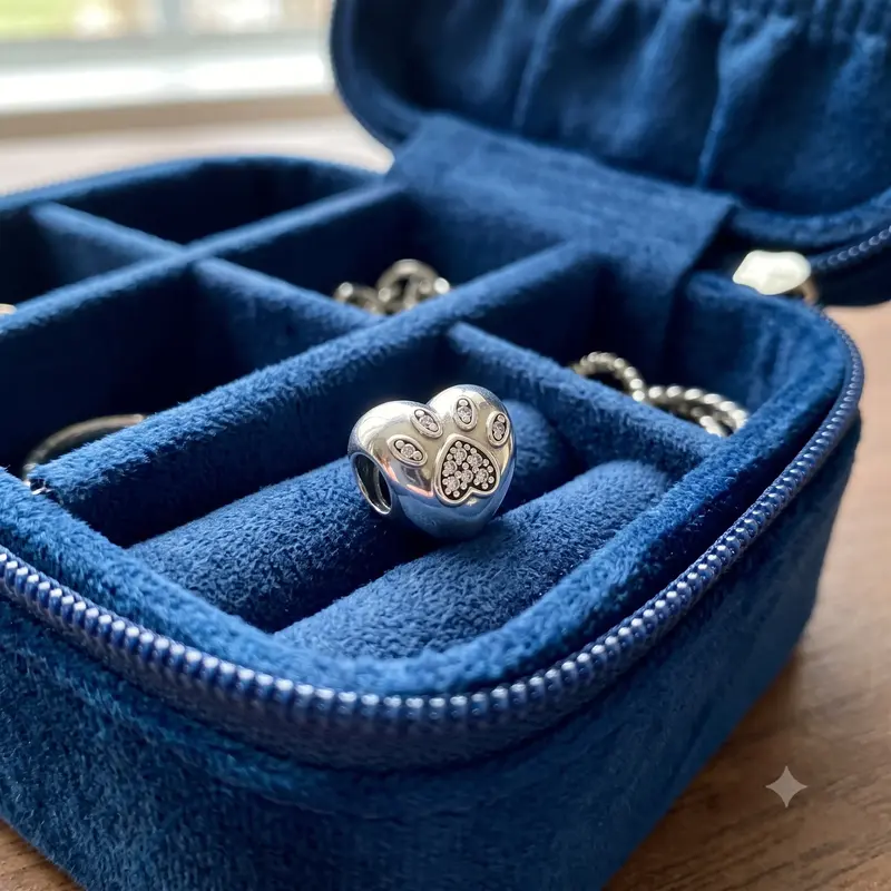 I Love My Pet Paw Print Heart Charm photo review