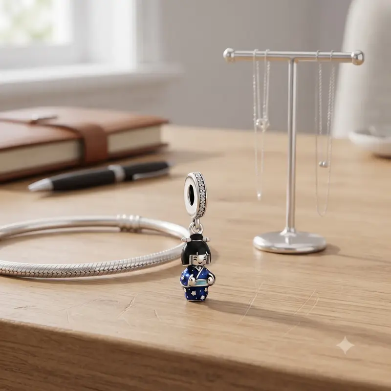 Japanese Doll in Blue Kimono Dangle Charm photo review