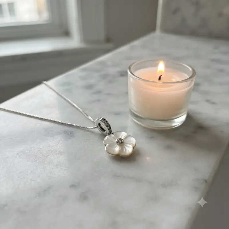 Luminous Florals Pendant, Mother-Of-Pearl & Clear CZ photo review