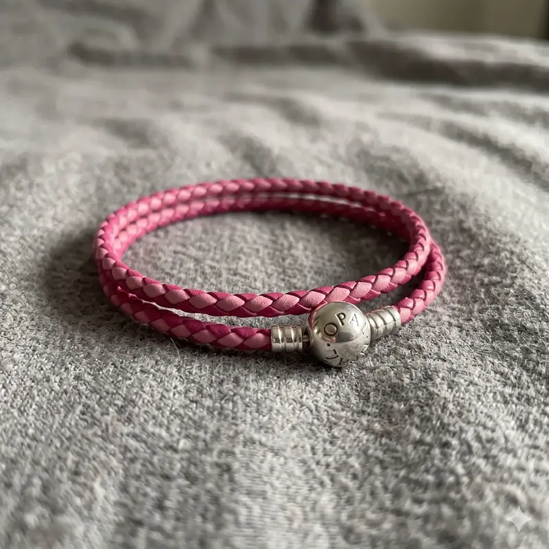 Mixed Pink Woven Double-Leather Charm Bracelet photo review