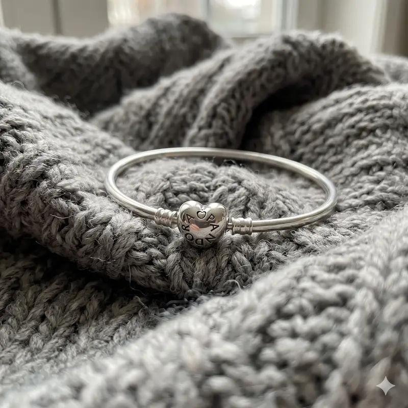Moments Silver Bangle, Logo Heart Clasp photo review