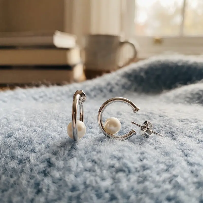 Offset Freshwater Cultured Pearl Hoop Earrings photo review