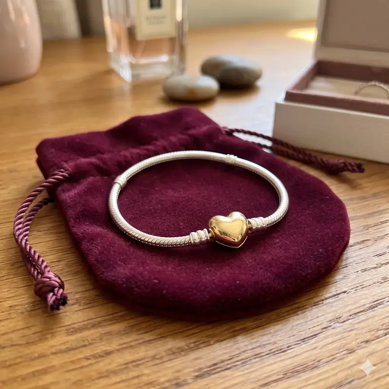 Pandora Moments Heart Clasp Snake Chain Bracelet photo review