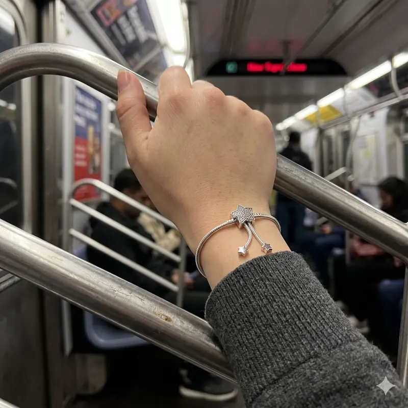 Pandora Moments Pavé Star and Snake Chain Sliding Bracelet photo review
